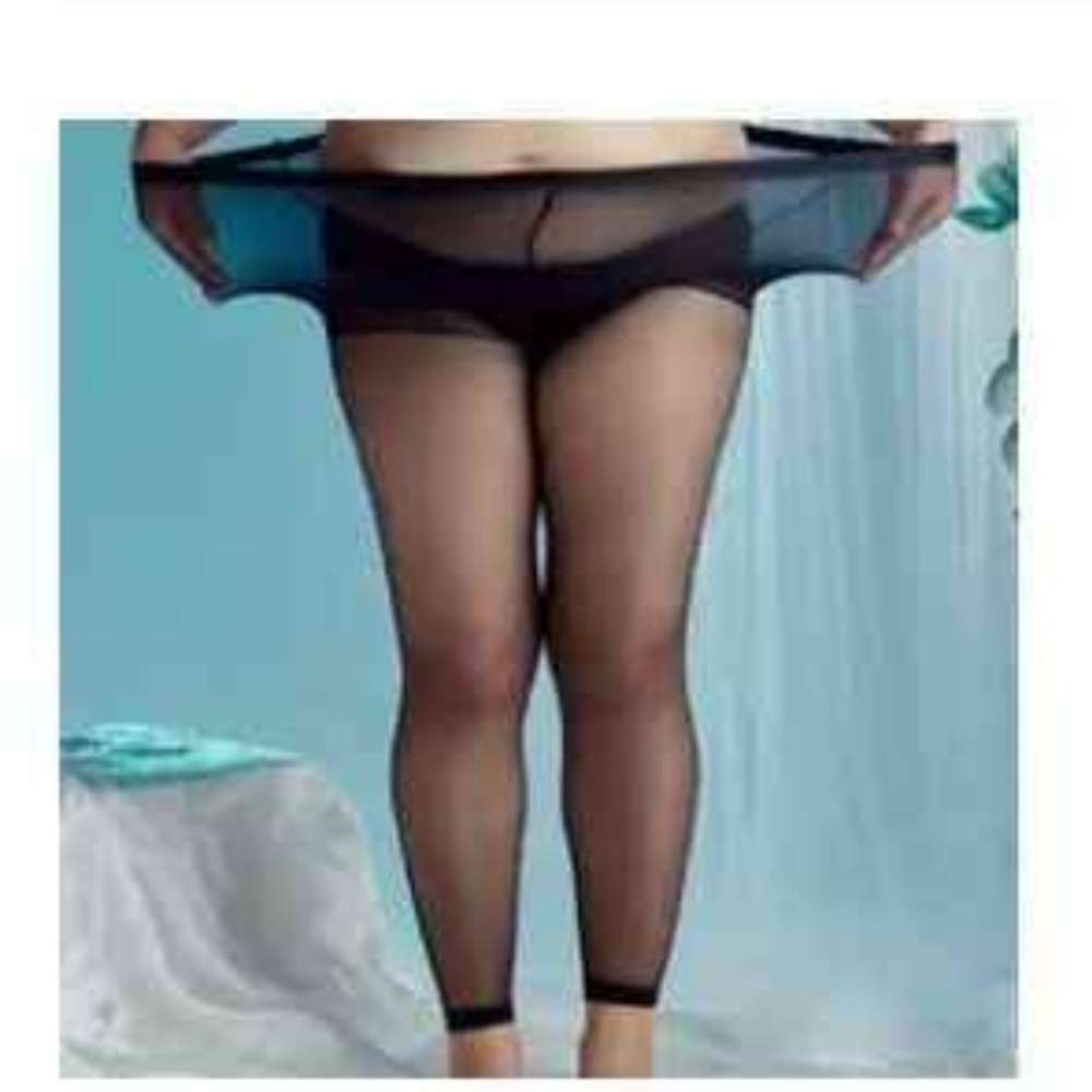 Plus Size Black Nylon Leggings